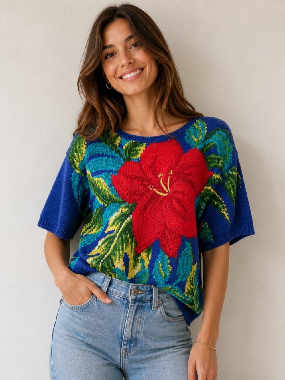 Marisa Christina Collection Colourful Floral Top Vintage M